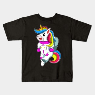 Unicorn as Astronaut with Backpack Kids T-Shirt